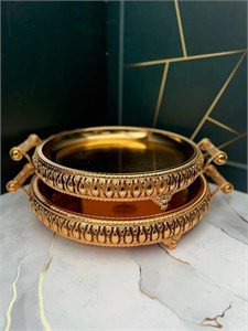 Поднос на ножке металлический 10107